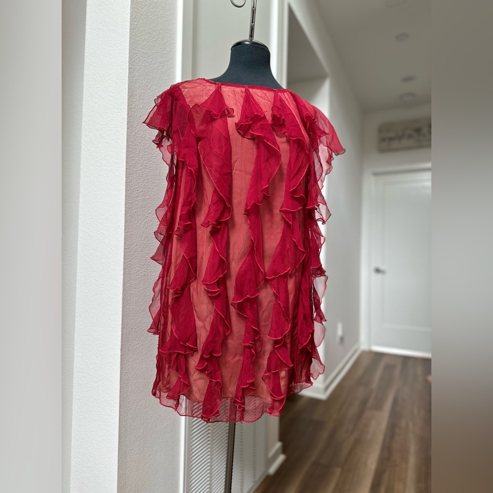 Custom Chiffon Ruffles Dress with Silk Lining